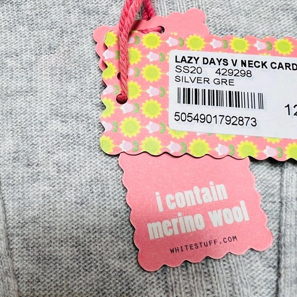 WHITE STUFF LAZY DAYS WOMENS CARDIGAN SILVER GREY SWEATER CASHMERE - Picture 4 of 5